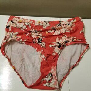 Torrid Floral High Rise Swim Bottoms, Red, Plus Size 2